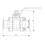 Прямоточный клапан KF16 (NW16) ручной, шаровой, нержавеющая сталь 316, HTC