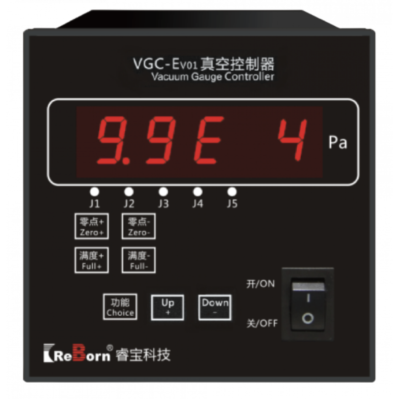 Вакуумный контроллер VGC-Ev01,  тип шасси E, цвет черный, две контрольные точки, аналоговый выход не предусмотрен, обмен данными RS-485 ModBus-RTU